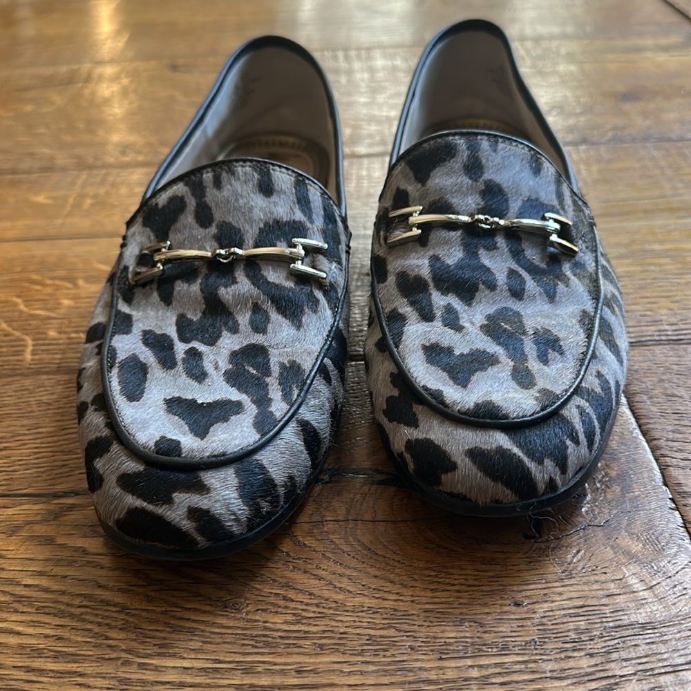 Sam Edelman Leopard Print Pony Fur Loafers - Black and Gray 8.5 - Picture 2 of 9